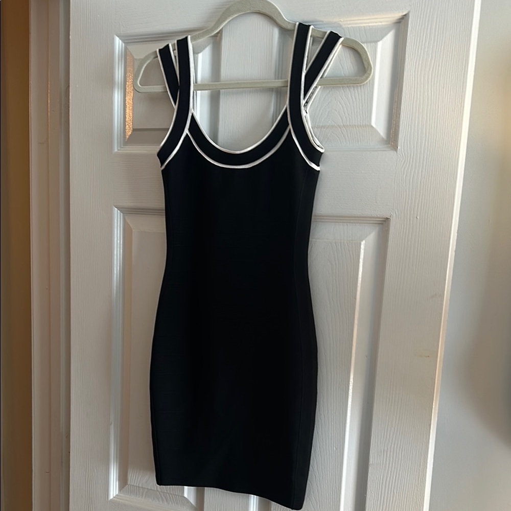 Marciano Bodycon Black Dress with White Trim